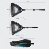 Telescopic Folding Fishing Landing Net - 92cm Aluminium Alloy Handle with 80cm Deep Triangular Mesh Net, One Click Foldable Design for Freshwater and Saltwater Fishing