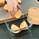 6 Pcs Medium Bamboo Food Containers – Clear Glass with Bamboo Lids