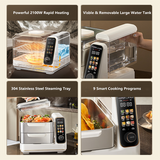 Hoper Layer Electric Food Steamer 16L Large Capacity 10 Second Start 24H Timer Independent Water Tank