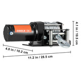 Electric Winch, 1361 kg Line Pull Capacity, 12V DC ATV/UTV Winch with Φ0.5 x 1188.7 cm 7 Strands Steel Cable Roller Fairlead Wired Remote Control, IP55 Waterproof for Towing UTV ATV Off-Road