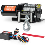 Electric Winch, 1361 kg Line Pull Capacity, 12V DC ATV/UTV Winch with Φ0.5 x 1188.7 cm 7 Strands Steel Cable Roller Fairlead Wired Remote Control, IP55 Waterproof for Towing UTV ATV Off-Road