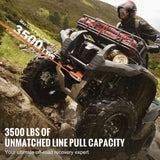 Electric Winch, 1588 kg Line Pull Capacity, 12V DC ATV Winch with Φ0.5 x 1188.7 cm 12 Strands Synthetic Rope Aluminum Fairlead Wired Remote Control, IP55 Waterproof for Towing ATV Boat