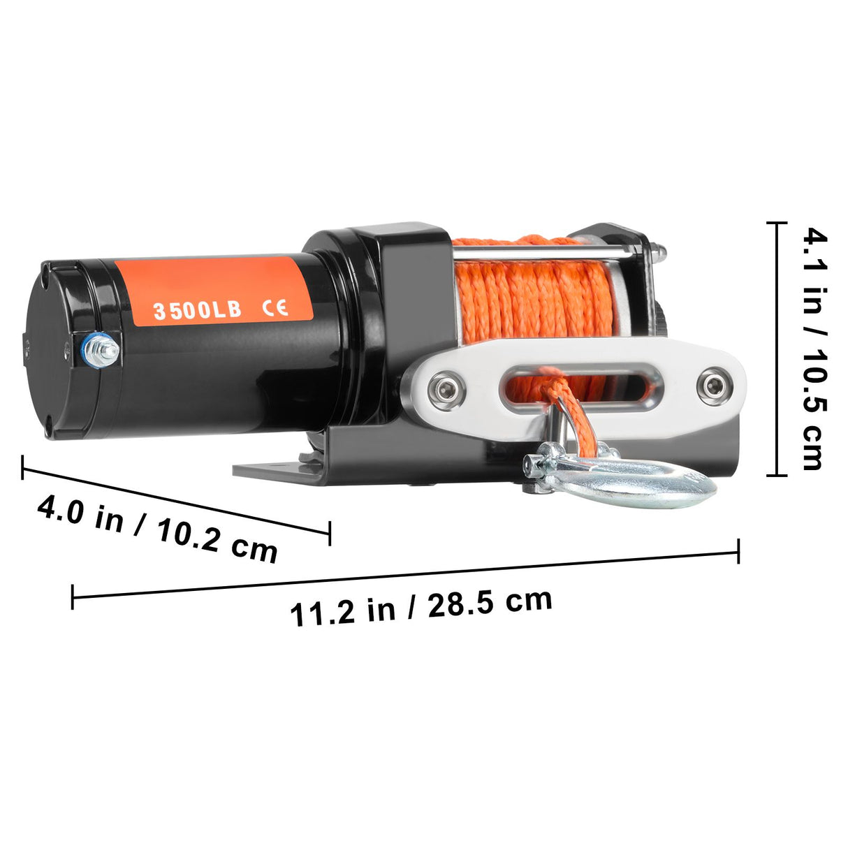 Electric Winch, 1588 kg Line Pull Capacity, 12V DC ATV Winch with Φ0.5 x 1188.7 cm 12 Strands Synthetic Rope Aluminum Fairlead Wired Remote Control, IP55 Waterproof for Towing ATV Boat