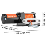 Electric Winch, 1588 kg Line Pull Capacity, 12V DC ATV Winch with Φ0.5 x 1188.7 cm 12 Strands Synthetic Rope Aluminum Fairlead Wired Remote Control, IP55 Waterproof for Towing ATV Boat