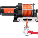 Electric Winch, 1588 kg Line Pull Capacity, 12V DC ATV Winch with Φ0.5 x 1188.7 cm 12 Strands Synthetic Rope Aluminum Fairlead Wired Remote Control, IP55 Waterproof for Towing ATV Boat