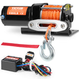 Electric Winch, 1588 kg Line Pull Capacity, 12V DC ATV Winch with Φ0.5 x 1188.7 cm 12 Strands Synthetic Rope Aluminum Fairlead Wired Remote Control, IP55 Waterproof for Towing ATV Boat