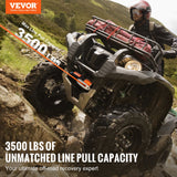 Electric Winch, 1588 kg Line Pull Capacity, 12V DC ATV Winch with Φ0.5 x 1188.7 cm 12 Strands Synthetic Rope Aluminum Fairlead Wired Remote Control, IP55 Waterproof for Towing ATV Boat