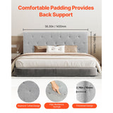 VEVOR Headboard, Full Size Headboard with Adjustable Height, Comfortable Diamond Tufted for Full Size Bed, W 56.3 x H（35.6-47.4）inches, Ideal for Bedroom, Hotel, Homestay, Dormitory, Light Grey