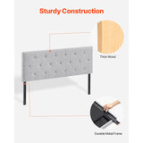 VEVOR Headboard, Full Size Headboard with Adjustable Height, Comfortable Diamond Tufted for Full Size Bed, W 56.3 x H（35.6-47.4）inches, Ideal for Bedroom, Hotel, Homestay, Dormitory, Light Grey