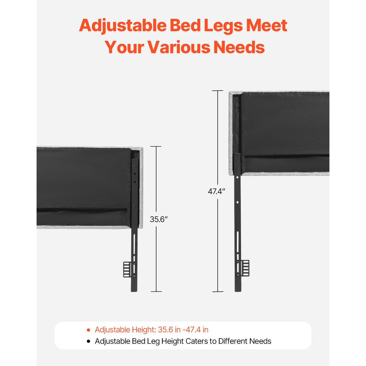 VEVOR Headboard, Full Size Headboard with Adjustable Height, Comfortable Diamond Tufted for Full Size Bed, W 56.3 x H（35.6-47.4）inches, Ideal for Bedroom, Hotel, Homestay, Dormitory, Light Grey