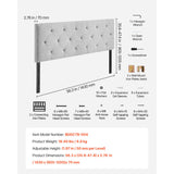 VEVOR Headboard, Full Size Headboard with Adjustable Height, Comfortable Diamond Tufted for Full Size Bed, W 56.3 x H（35.6-47.4）inches, Ideal for Bedroom, Hotel, Homestay, Dormitory, Light Grey