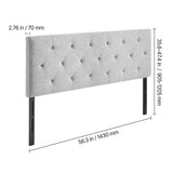 VEVOR Headboard, Full Size Headboard with Adjustable Height, Comfortable Diamond Tufted for Full Size Bed, W 56.3 x H（35.6-47.4）inches, Ideal for Bedroom, Hotel, Homestay, Dormitory, Light Grey