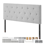 VEVOR Headboard, Full Size Headboard with Adjustable Height, Comfortable Diamond Tufted for Full Size Bed, W 56.3 x H（35.6-47.4）inches, Ideal for Bedroom, Hotel, Homestay, Dormitory, Light Grey