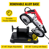 Portable Band Saw,with Removable Alloy Steel Base Cordless Band Saw,127mm Cutting Capacity Hand held Band Saw,Variable Speed Portable Bandsaw, 10Amp Motor Deep Cut Band saw for Metal Wood