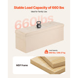 Foldable Storage Ottoman Bench, End of Bed Bench with Side Bags, Folding Upholstered Storage Chest Supports 660 lbs, Linen Bed Ottoman with Large Space for Living Room, Bedroom, Entryway, Beige