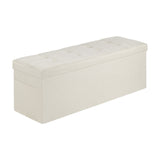 Foldable Storage Ottoman Bench, End of Bed Bench with Side Bags, Folding Upholstered Storage Chest Supports 660 lbs, Linen Bed Ottoman with Large Space for Living Room, Bedroom, Entryway, Beige
