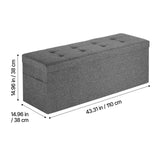 Foldable Storage Ottoman Bench, End of Bed Bench with Side Bags, Folding Upholstered Storage Chest Supports 660 lbs, Linen Bed Ottoman with Large Space for Living Room, Bedroom, Entryway, Grey