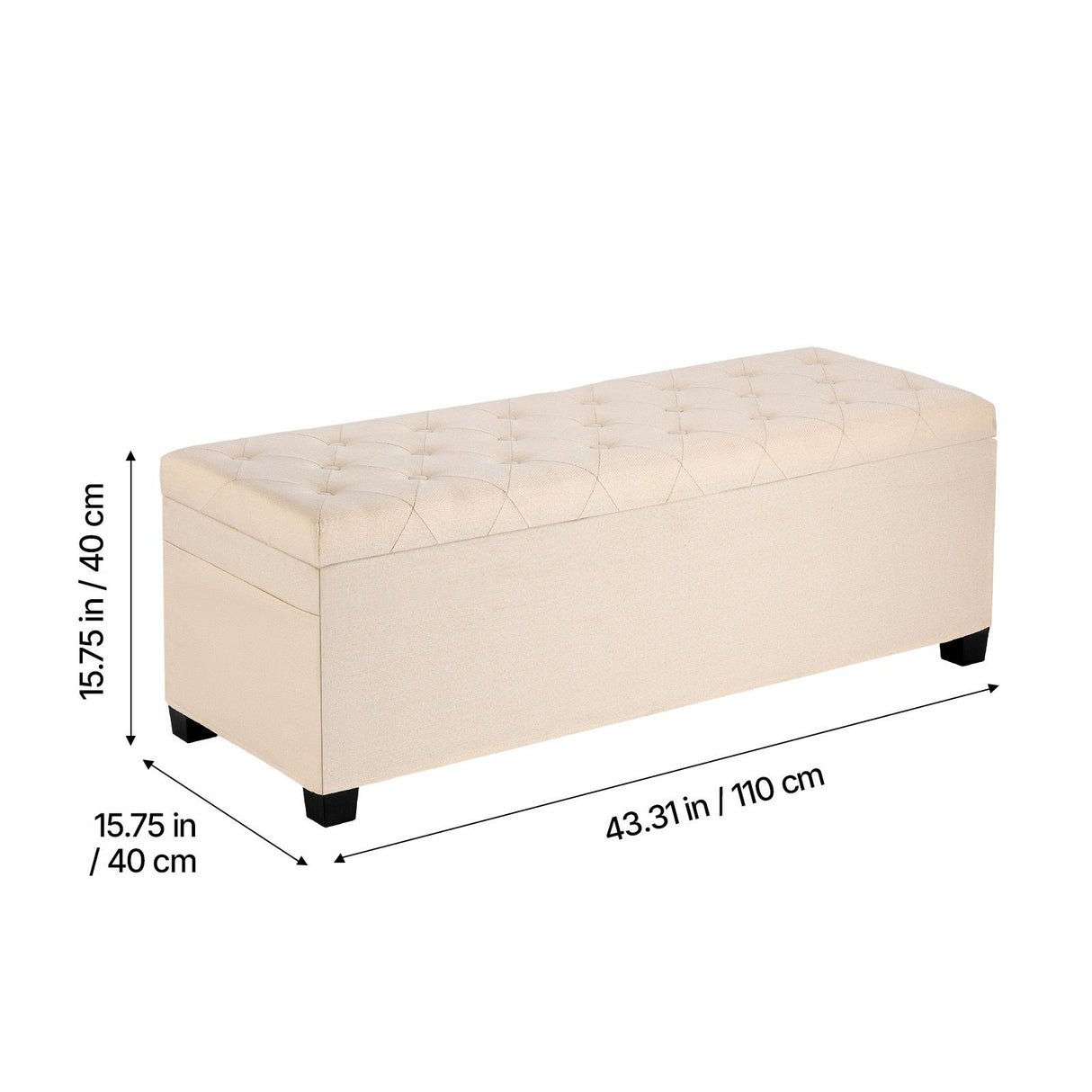 VEVOR Storage Ottoman Bench, Button-Tufted End