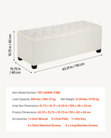 VEVOR Storage Ottoman Bench, Button-Tufted End