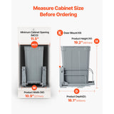 Pullout Trash Can for Kitchen Cabinets, Garbage Waste Recycling Bin, Under Mount Waste Container, with Heavy Duty Metal Soft Close Sliding System and Door Kit, for Sink, Under Counter