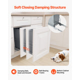 Pullout Trash Can for Kitchen Cabinets, Garbage Waste Recycling Bin, Under Mount Waste Container, with Heavy Duty Metal Soft Close Sliding System and Door Kit, for Sink, Under Counter