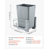 Pullout Trash Can for Kitchen Cabinets, Garbage Waste Recycling Bin, Under Mount Waste Container, with Heavy Duty Metal Soft Close Sliding System and Door Kit, for Sink, Under Counter