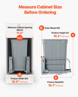 Pullout Trash Can for Kitchen Cabinets, Garbage Waste Recycling Bin, Under Mount Waste Container, with Heavy Duty Metal Soft Close Sliding System and Door Kit, for Sink, Under Counter