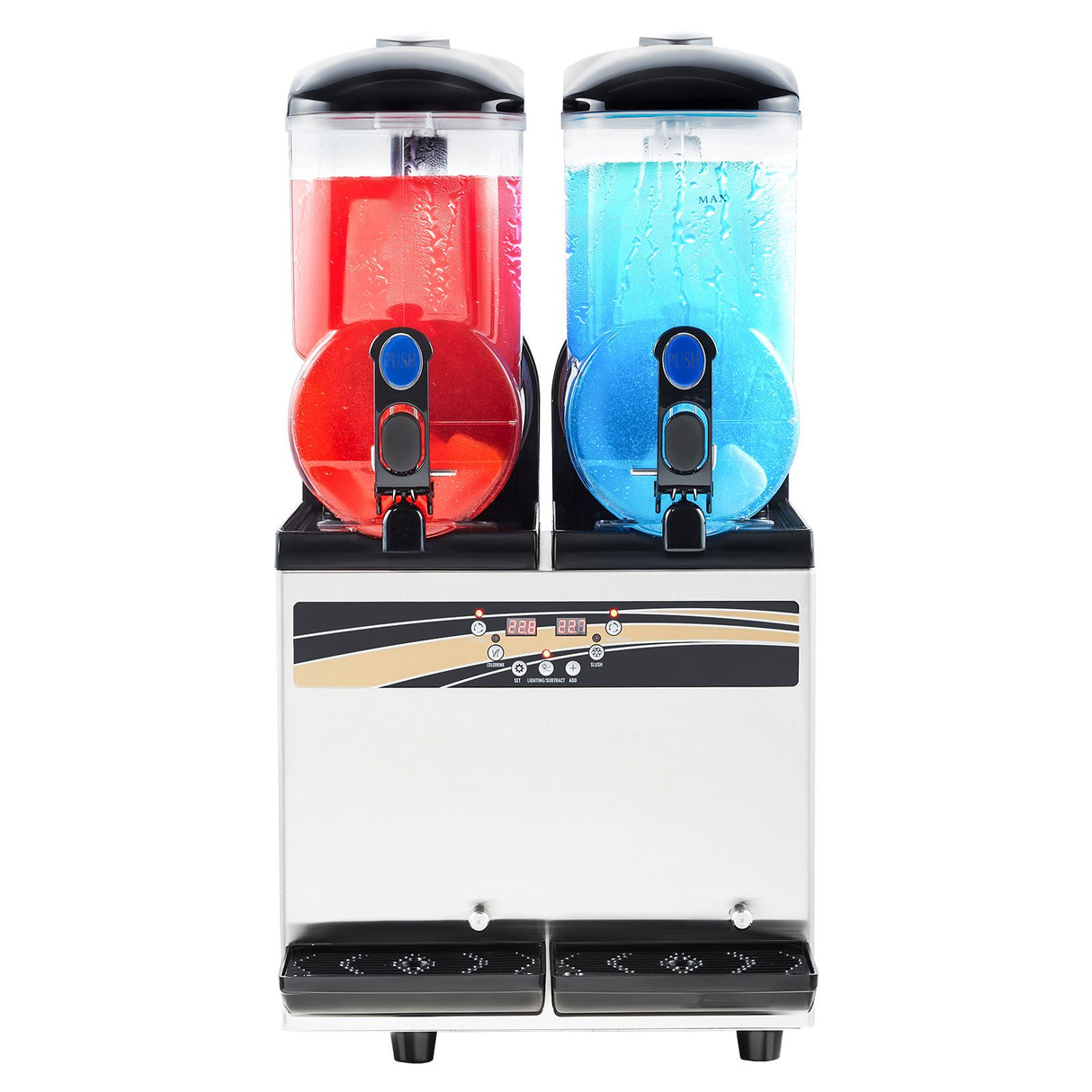 VEVOR Commercial Frozen Drink Maker, 15Lx2 Double Tank Slushy Machine, 120 Cups Stainless Steel Margarita Smoothie Frozen Drink Machine, Slushie Maker for Home Party Restaurants Cafe Bars