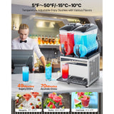 VEVOR Commercial Frozen Drink Maker, 15Lx2 Double Tank Slushy Machine, 120 Cups Stainless Steel Margarita Smoothie Frozen Drink Machine, Slushie Maker for Home Party Restaurants Cafe Bars
