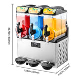 VEVOR Commercial Frozen Drink Maker, 15Lx3 Triple Tank Slushy Machine, 180 Cups Stainless Steel Margarita Smoothie Frozen Drink Machine, Slushie Maker for Home Party Restaurants Cafe Bars
