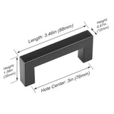10 Pack Cabinet Pulls, 3in / 76mm Center to Center Slim Square Kitchen Cabinet Drawer, Stainless Steel Modern Kitchen Cupboard Door Handles for Kitchen Bathroom Bar Hardware Matte Black