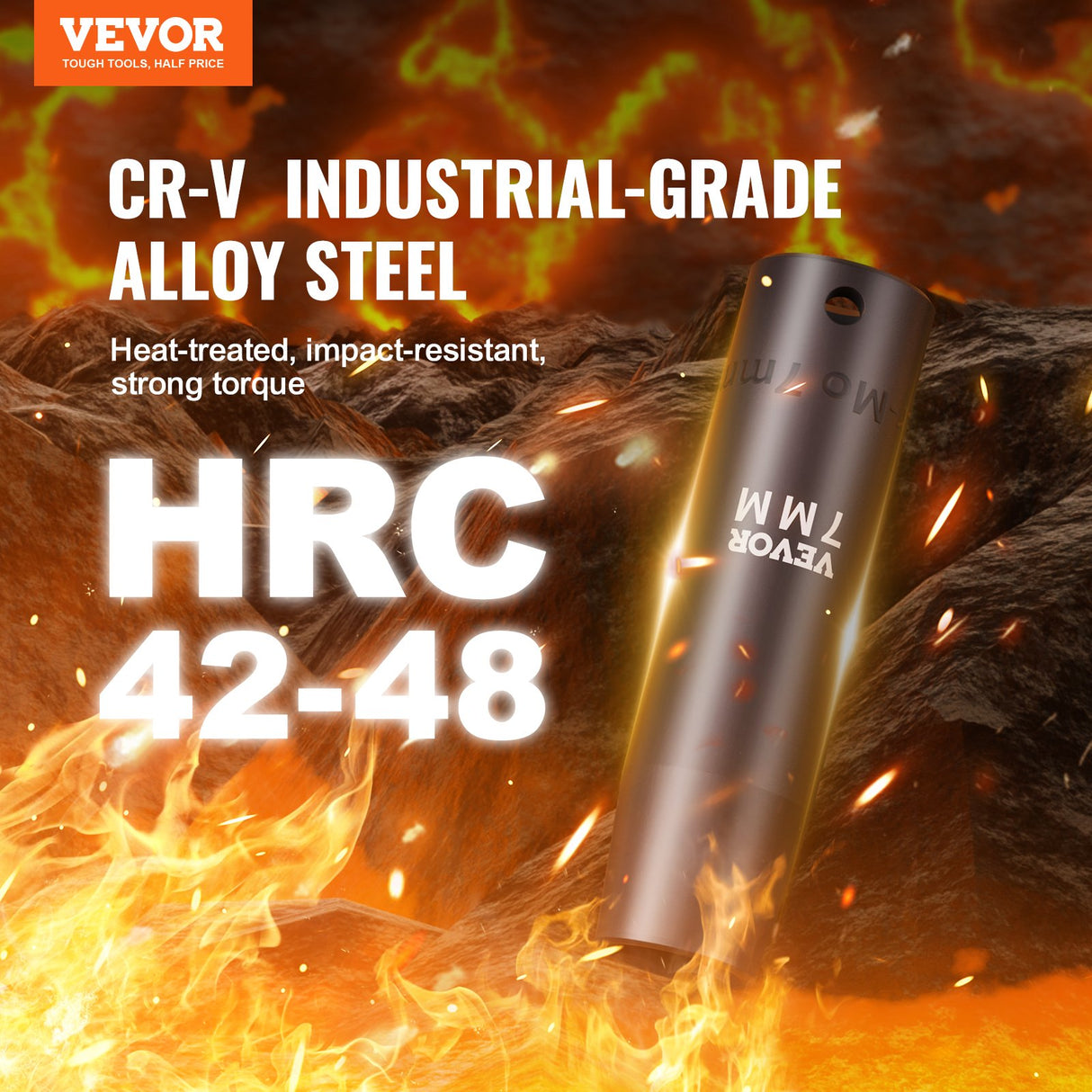 1/2" Drive Impact Socket Set, 65 Piece Socket Set SAE 3/8" to 1-1/4" and Metric 10-24mm, 6 Point Cr-V Alloy Steel for Auto Repair, Rugged Construction, Easy-to-Read Size Markings, Storage Case