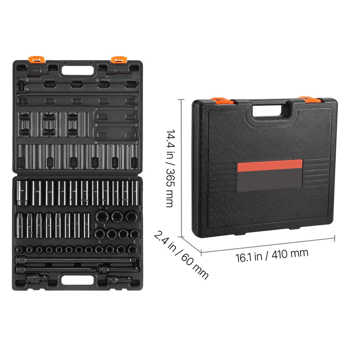 Impact Socket Set 43 Piece Impact Sockets, Standard Socket Assortment, Drive Socket Set 6-Point Sockets Metric 9-30mm (Standard/Deep)