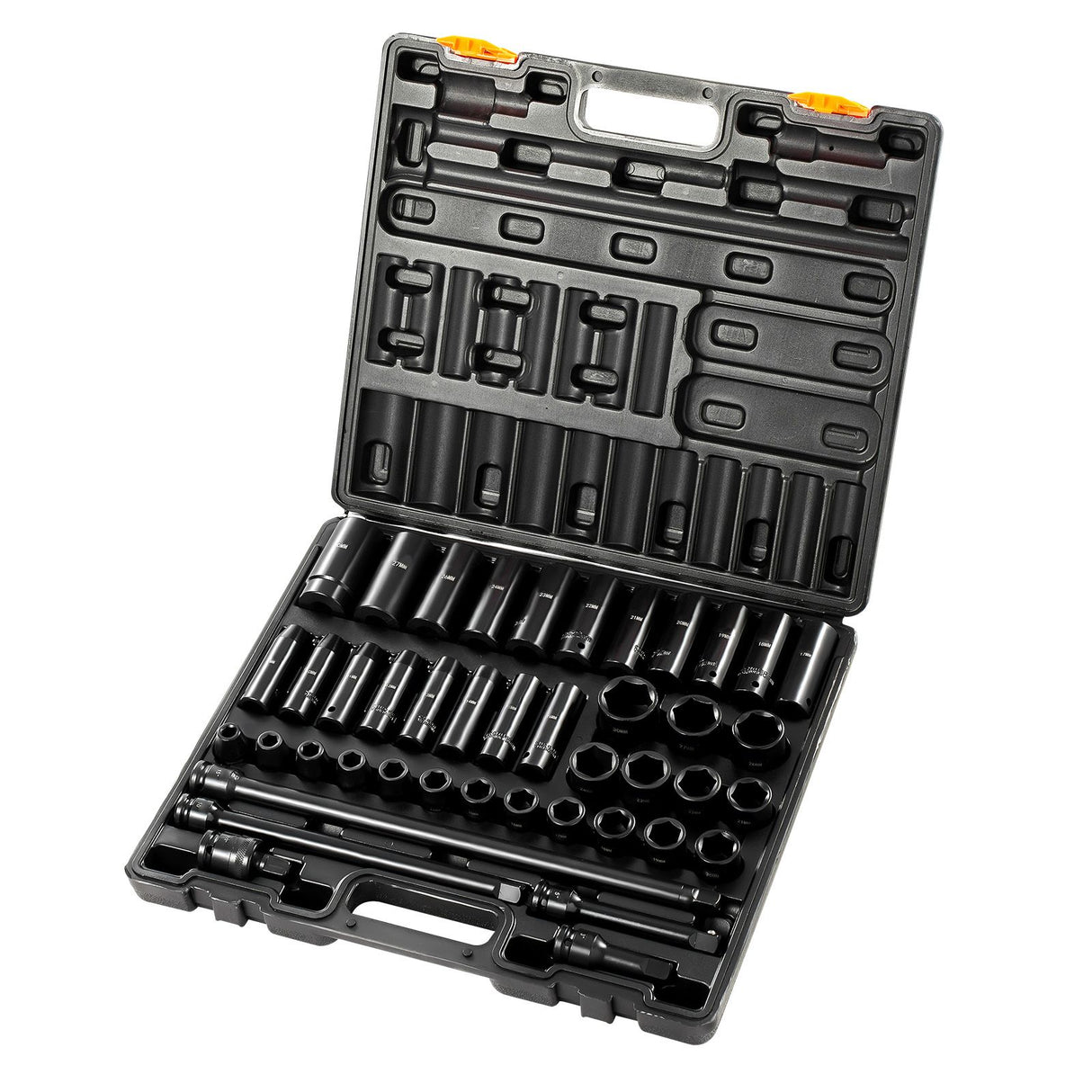 Impact Socket Set 43 Piece Impact Sockets, Standard Socket Assortment, Drive Socket Set 6-Point Sockets Metric 9-30mm (Standard/Deep)