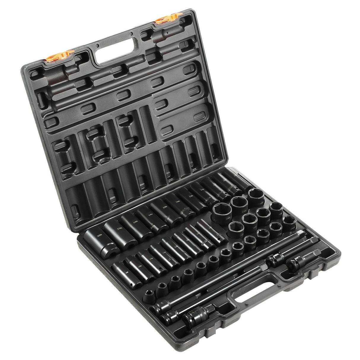 Impact Socket Set 43 Piece Impact Sockets, Standard Socket Assortment, Drive Socket Set 6-Point Sockets Metric 9-30mm (Standard/Deep)