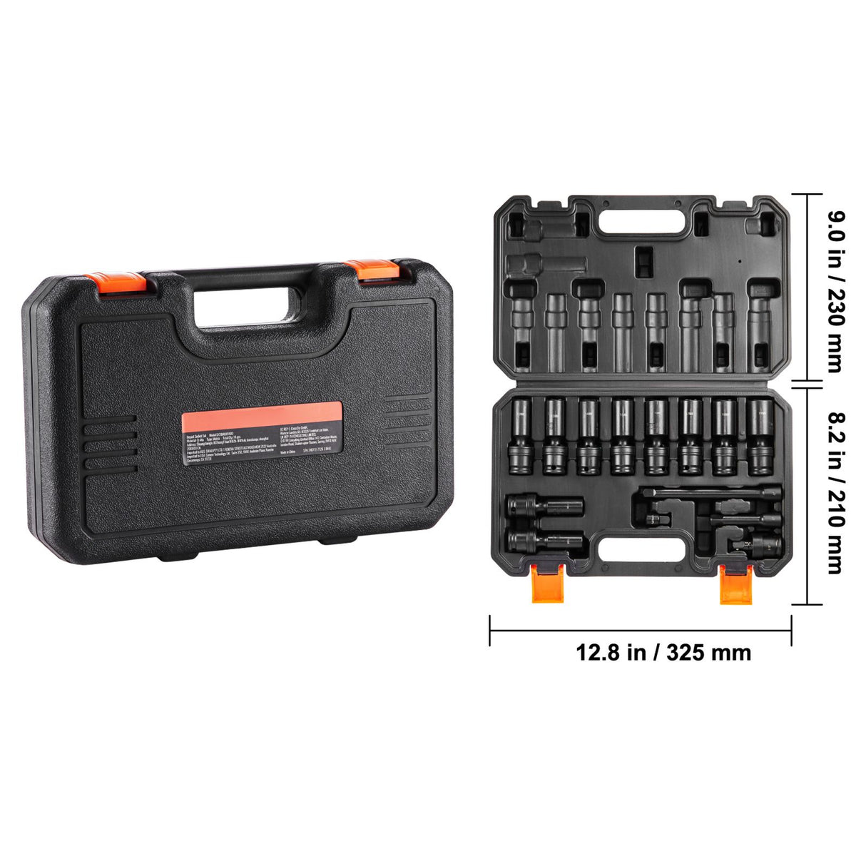 360 Degree Swivel Impact Sockets Set 14pcs 6-Point 3/8in Drive Socket Set