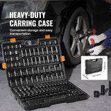 Impact Sockets Set 130PCS 6-Point 3/8" & 1/2" Drive Bit Ratchet Tool Kit