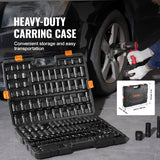 Impact Sockets Set 130PCS 6-Point 3/8" & 1/2" Drive Bit Ratchet Tool Kit