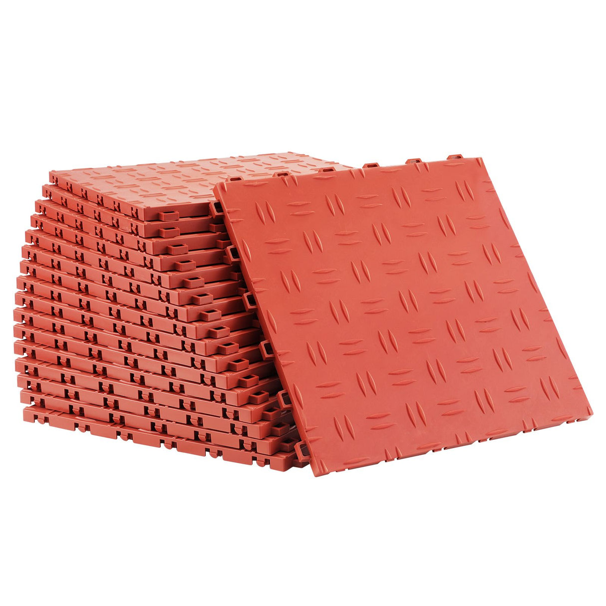 VEVOR Garage Tiles Interlocking, 12 x 12 x 0.53 inch 25 Pack Garage Floor Covering Tiles, Non-Slip Double-Sided Texture Garage Flooring Tiles, for Garages, Basements, Repair Shops, Red