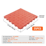 VEVOR Garage Tiles Interlocking, 12 x 12 x 0.53 inch 25 Pack Garage Floor Covering Tiles, Non-Slip Double-Sided Texture Garage Flooring Tiles, for Garages, Basements, Repair Shops, Red
