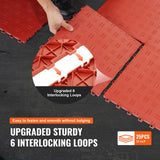 VEVOR Garage Tiles Interlocking, 12 x 12 x 0.53 inch 25 Pack Garage Floor Covering Tiles, Non-Slip Double-Sided Texture Garage Flooring Tiles, for Garages, Basements, Repair Shops, Red