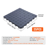 VEVOR Garage Tiles Interlocking, 12 x 12 x 0.53 inch 25 Pack Garage Floor Covering Tiles, Non-Slip Double-Sided Texture Garage Flooring Tiles, for Garages, Basements, Repair Shops, Graphite Gray