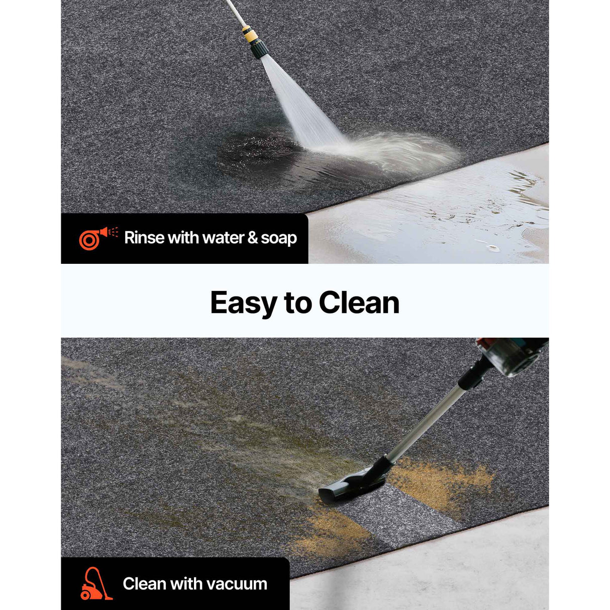 VEVOR Garage Floor Mat, 2.3 x 5.79 M Waterproof Protection from Water,Snow, Rain,Mud and Oil for Cars, Non-slip Heavy Duty Containment Mat with TPE Anti-Leak Backing & Easy to Clean & Cuttable