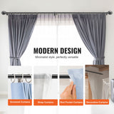 VEVOR Double Rod Curtain Rods, 36-72 inches(3-6ft) Adjustable Length, Black Double Curtain Rods with Round Finials, 1" and 3/4" Diameter, Double Window Drapery Rod for Sheer and Blackout Curtains