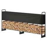 VEVOR Firewood Rack with Waterproof Cover, 257 x 36 x 117 cm Outdoor Firewood Holder, 660lb Weight Capacity, 1/2 Cord Log Holder, Half-Covered, Powder-coated Wood Storage Rack for Fireplace Deck