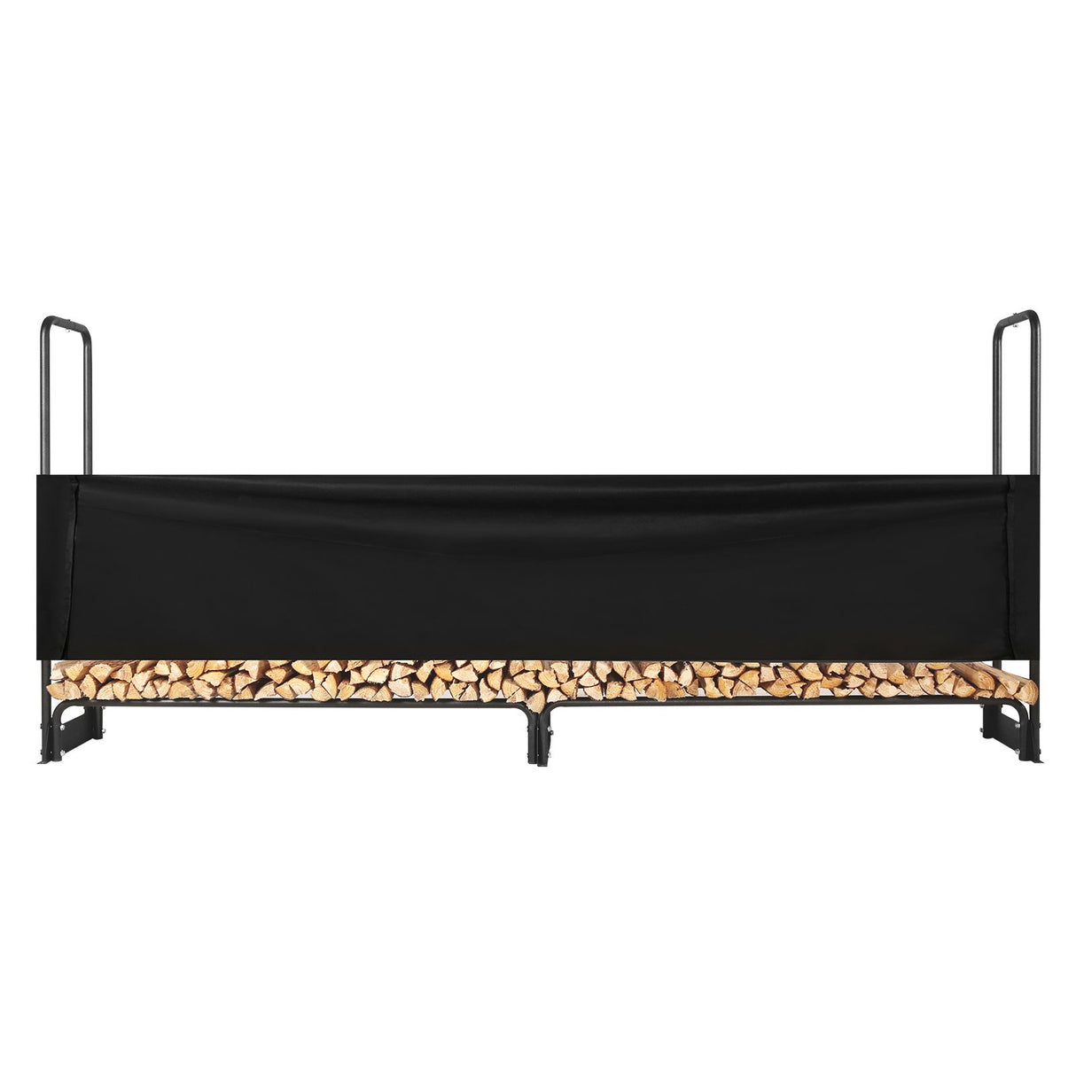 VEVOR Firewood Rack with Waterproof Cover, 257 x 36 x 117 cm Outdoor Firewood Holder, 660lb Weight Capacity, 1/2 Cord Log Holder, Half-Covered, Powder-coated Wood Storage Rack for Fireplace Deck