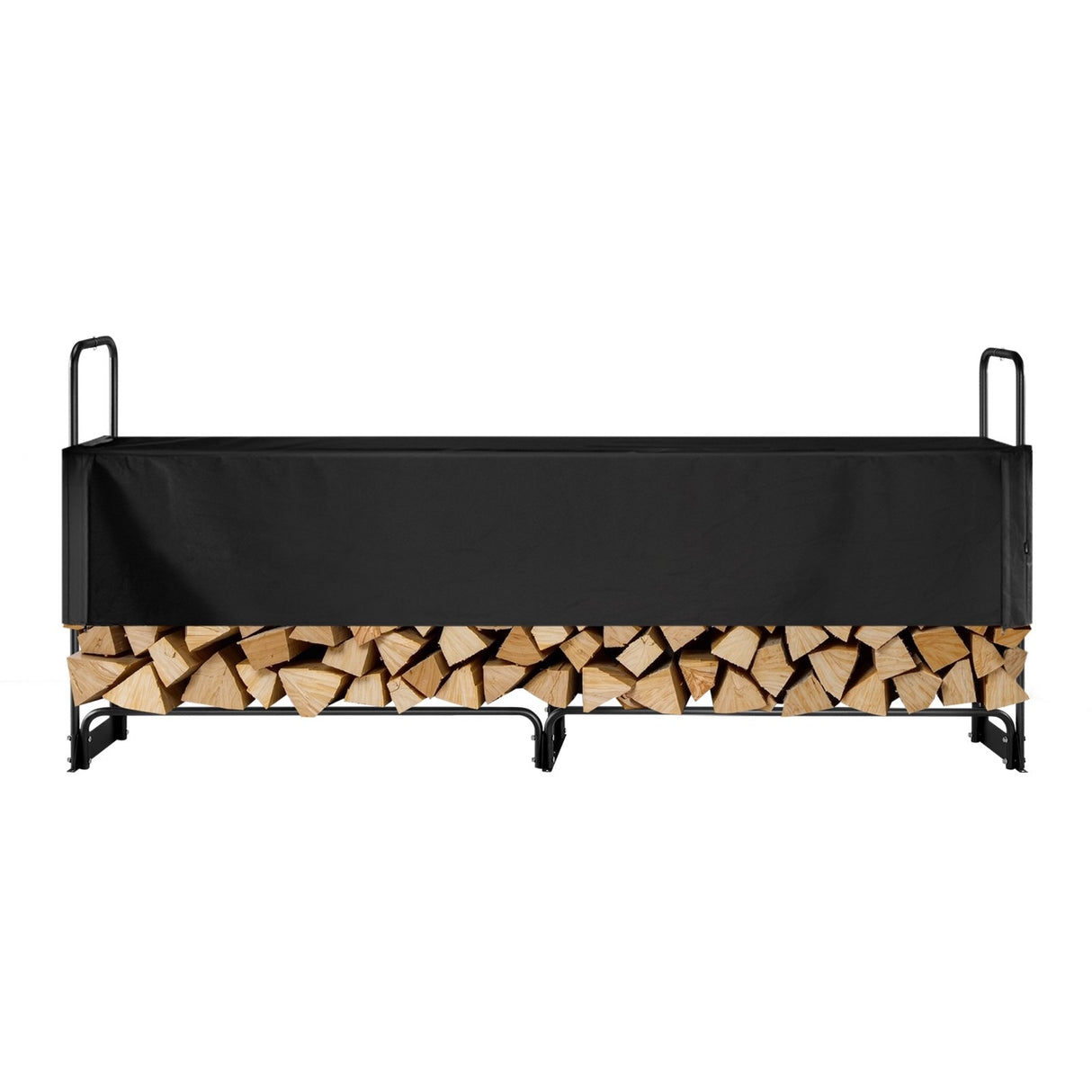 VEVOR Firewood Rack with Waterproof Cover, 257 x 36 x 117 cm Outdoor Firewood Holder, 660lb Weight Capacity, 1/2 Cord Log Holder, Half-Covered, Powder-coated Wood Storage Rack for Fireplace Deck