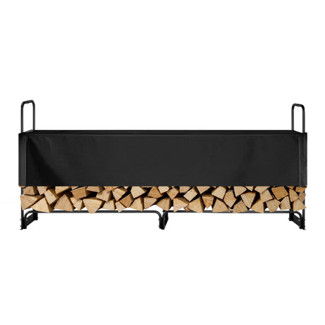 VEVOR Firewood Rack with Waterproof Cover, 257 x 36 x 117 cm Outdoor Firewood Holder, 660lb Weight Capacity, 1/2 Cord Log Holder, Half-Covered, Powder-coated Wood Storage Rack for Fireplace Deck