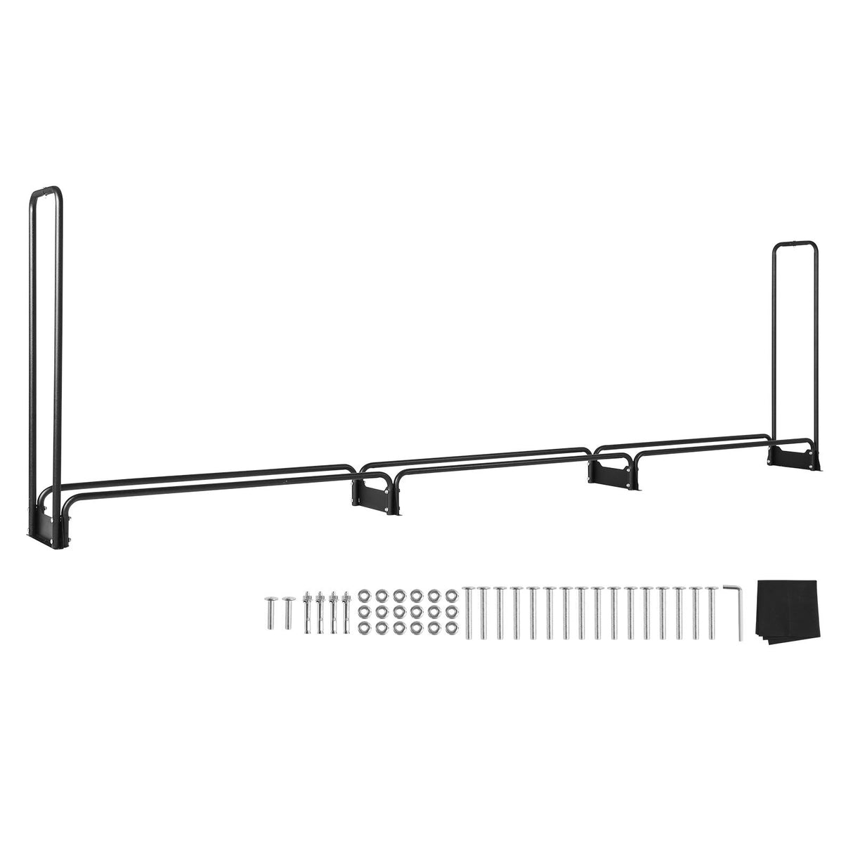 VEVOR Firewood Rack with Waterproof Cover, 383 x 36 x 117 cm Outdoor Firewood Holder, 660lb Weight Capacity, 1/2 Cord Log Holder, Half-Covered, Powder-coated Wood Storage Rack for Fireplace Deck