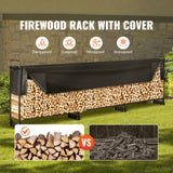 VEVOR Firewood Rack with Waterproof Cover, 383 x 36 x 117 cm Outdoor Firewood Holder, 660lb Weight Capacity, 1/2 Cord Log Holder, Half-Covered, Powder-coated Wood Storage Rack for Fireplace Deck